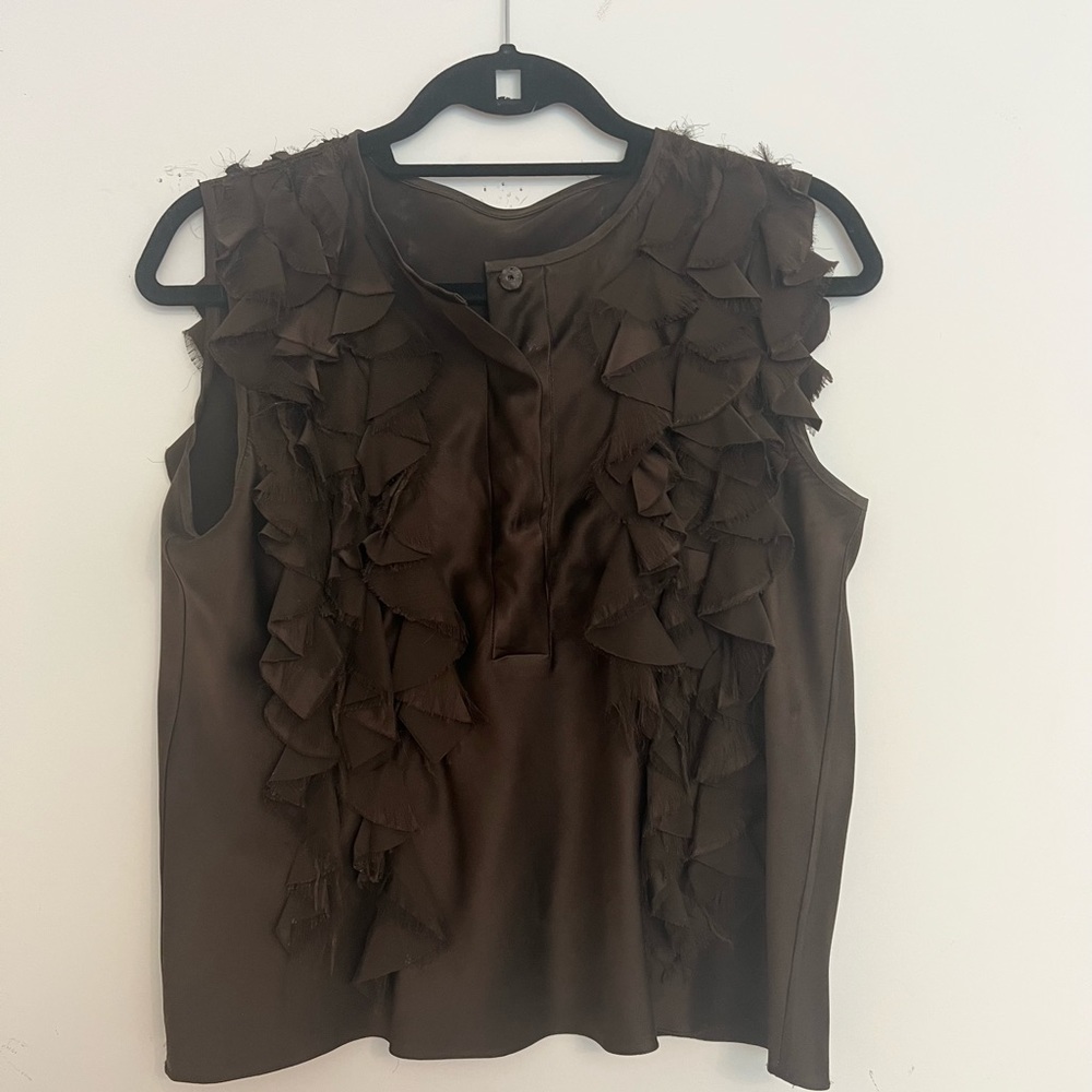 Dennis basso silk brown blouse